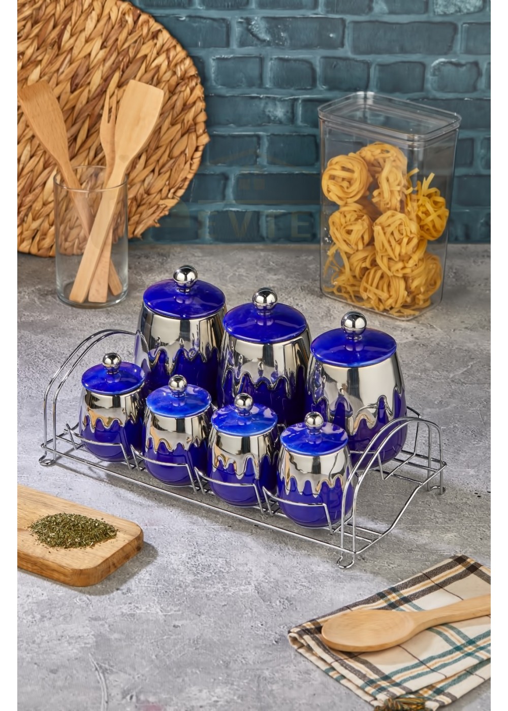 Cooker 7'li Porselen Baharatlık Seti 2935 MAVİ 8696474000232 Cooker 7'li Porselen Baharatlık Seti 2935 MAVİ 8696474000232
