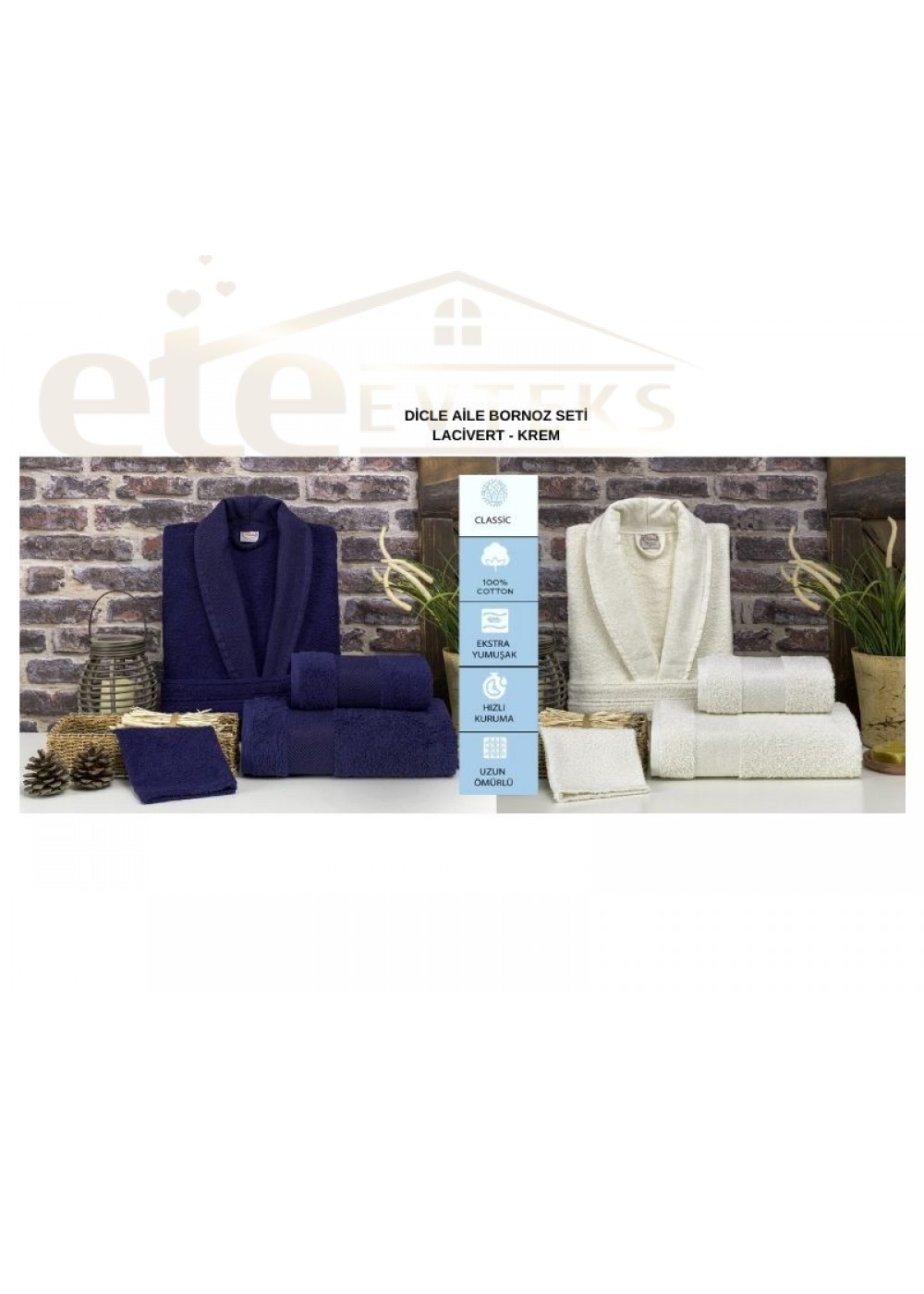 VOLENKA DİCLE SOFT LİNE 8 PARÇA AİLE BORNOZ SETİ LACİVERT KREM 8696474231710 VOLENKA DİCLE SOFT LİNE 8 PARÇA AİLE BORNOZ SETİ LACİVERT KREM 8696474231710