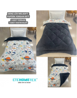 ETE HOMETEX TEK KİŞİLİK LÜX WELSOFT YORGAN ASTRONOT ANTRASİT 155X215CM 8696474231858