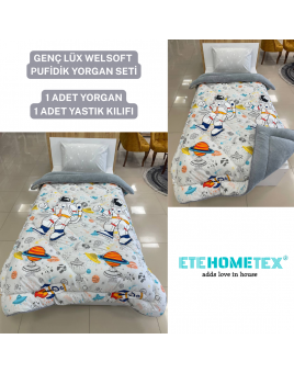 ETE HOMETEX TEK KİŞİLİK LÜX WELSOFT YORGAN ASTRONOT GRİ 155X215CM 8696474231857