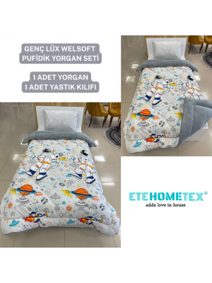 ETE HOMETEX TEK KİŞİLİK LÜX WELSOFT YORGAN ASTRONOT GRİ 155X215CM 8696474231857