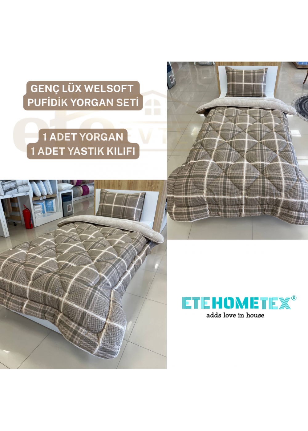 ETE HOMETEX TEK KİŞİLİK LÜX WELSOFT YORGAN SAFİR BEJ 155X215CM 8696474231849 ETE HOMETEX TEK KİŞİLİK LÜX WELSOFT YORGAN SAFİR BEJ 155X215CM 8696474231849