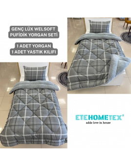 ETE HOMETEX TEK KİŞİLİK LÜX WELSOFT YORGAN SAFİR GRİ 155X215CM 8696474231850