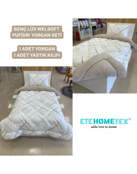 ETE HOMETEX TEK KİŞİLİK LÜX WELSOFT YORGAN YANSIMA BEJ 155X215CM 8696474231851