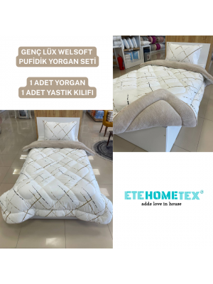 ETE HOMETEX TEK KİŞİLİK LÜX WELSOFT YORGAN YANSIMA BEJ 155X215CM 8696474231851